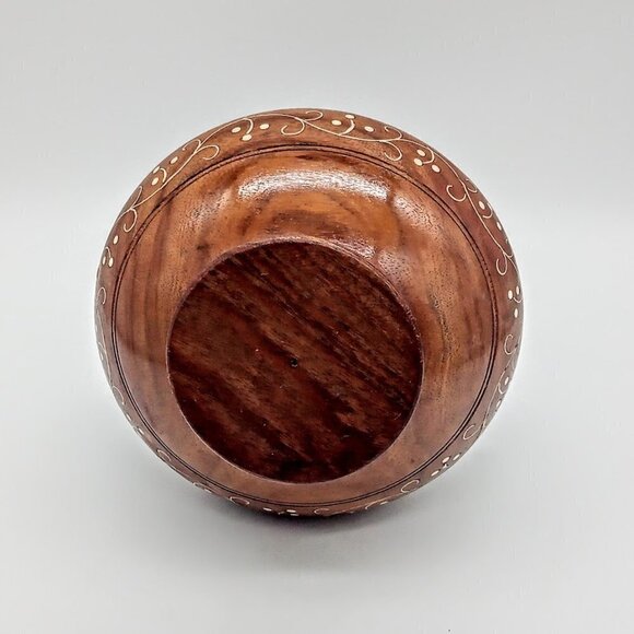 Hand-Turned 6-Inch Decorated Wood Vase - Picture 5 of 7